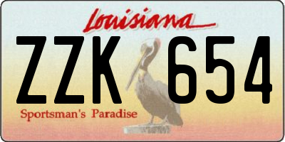 LA license plate ZZK654