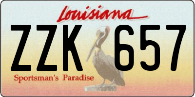 LA license plate ZZK657