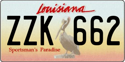 LA license plate ZZK662