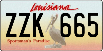 LA license plate ZZK665
