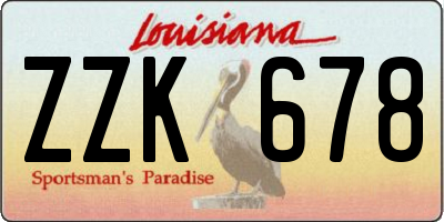 LA license plate ZZK678