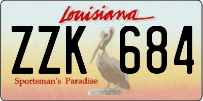 LA license plate ZZK684