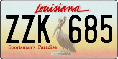 LA license plate ZZK685