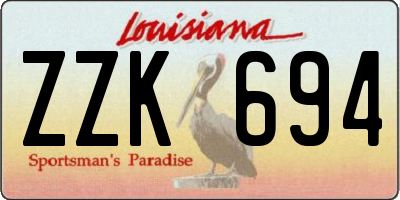 LA license plate ZZK694