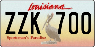 LA license plate ZZK700