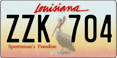 LA license plate ZZK704