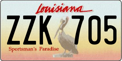 LA license plate ZZK705
