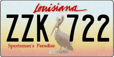 LA license plate ZZK722