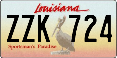 LA license plate ZZK724