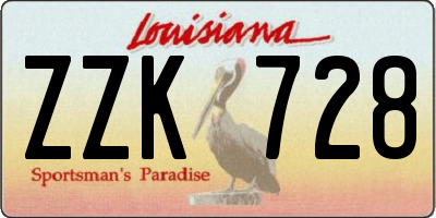 LA license plate ZZK728