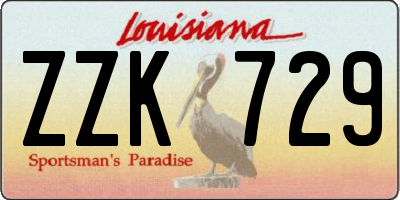 LA license plate ZZK729