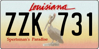 LA license plate ZZK731