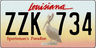 LA license plate ZZK734