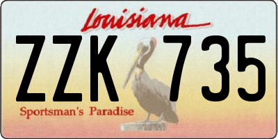 LA license plate ZZK735