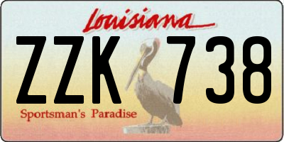 LA license plate ZZK738