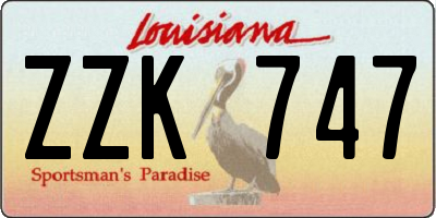 LA license plate ZZK747