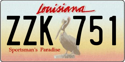 LA license plate ZZK751