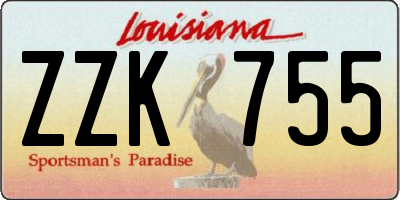 LA license plate ZZK755