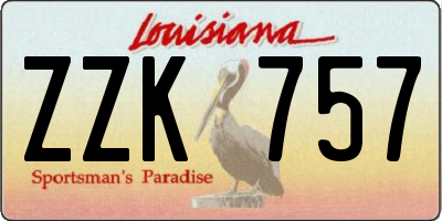 LA license plate ZZK757