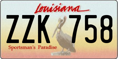 LA license plate ZZK758