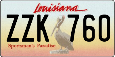 LA license plate ZZK760