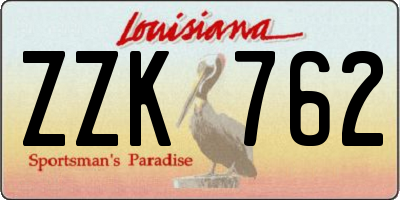 LA license plate ZZK762