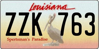 LA license plate ZZK763