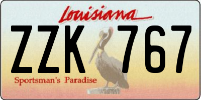 LA license plate ZZK767