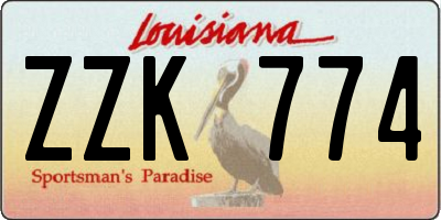 LA license plate ZZK774