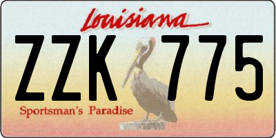 LA license plate ZZK775