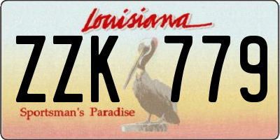 LA license plate ZZK779