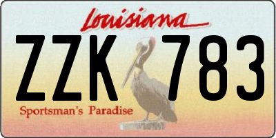 LA license plate ZZK783