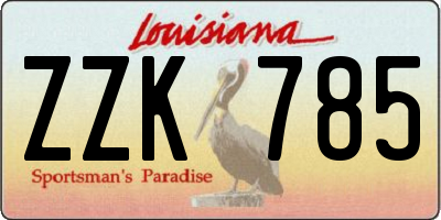 LA license plate ZZK785