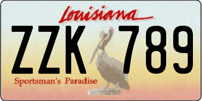 LA license plate ZZK789