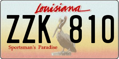 LA license plate ZZK810