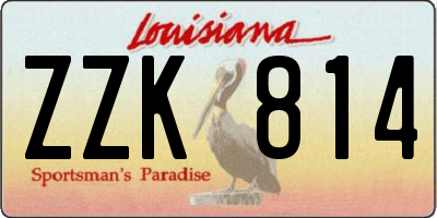LA license plate ZZK814