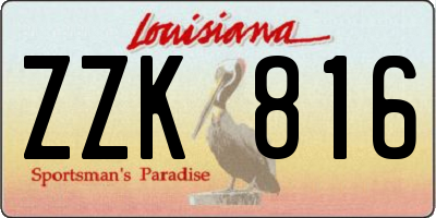 LA license plate ZZK816