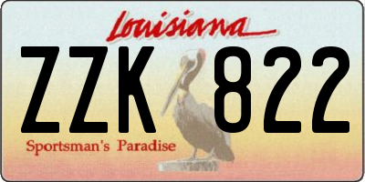 LA license plate ZZK822