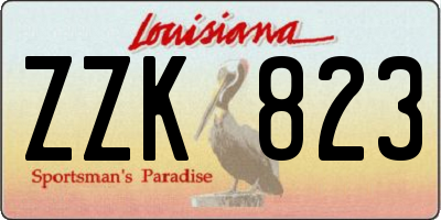 LA license plate ZZK823