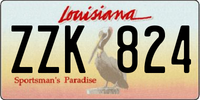 LA license plate ZZK824