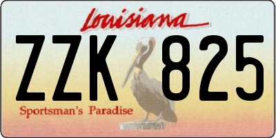 LA license plate ZZK825