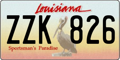 LA license plate ZZK826