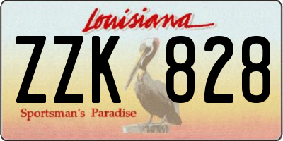 LA license plate ZZK828