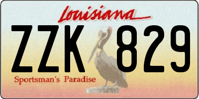 LA license plate ZZK829