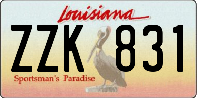 LA license plate ZZK831