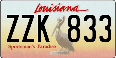 LA license plate ZZK833