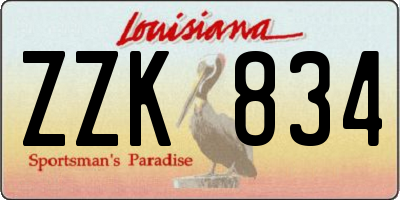 LA license plate ZZK834
