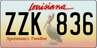 LA license plate ZZK836