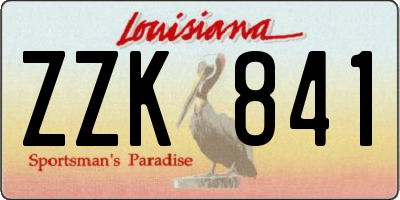 LA license plate ZZK841