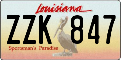 LA license plate ZZK847